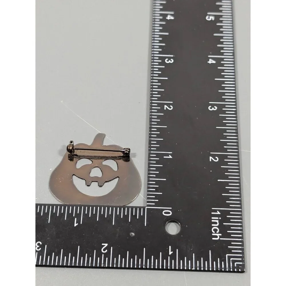 Copper Tone Halloween Pumpkin Jack‎ O Lantern Metal Pin Brushed